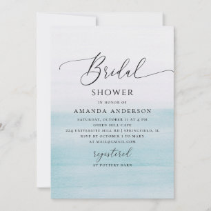 Invitation Mariage Prénuptial Bleu de la Côte Plage Aquarel