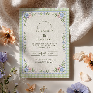 Invitation Mariage Prépa à l'Hydrange Gingham Vert