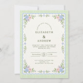 Invitation Mariage Prépa à l'Hydrange Gingham Vert (Devant)