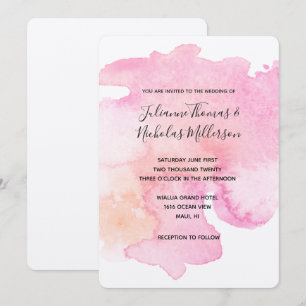 Invitation Mariage Pretty Rose Peach Aquarelle Invite