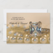 Invitation Mariage Princess Diamond Ring et White Pearl (Devant)