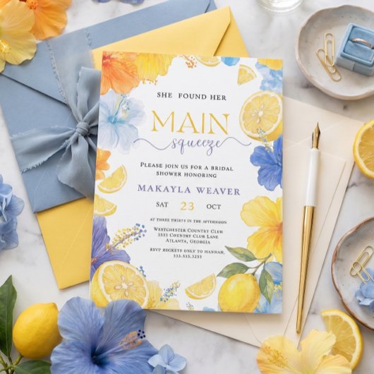 Invitation Mariage Principal Fleur Bleue de Citron