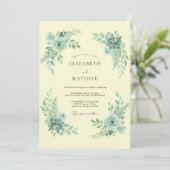 Invitation Mariage printanier aéré jaune pâle (Debout devant)