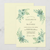 Invitation Mariage printanier aéré jaune pâle (Devant / Derrière)