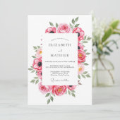 Invitation Mariage printanier aéré rose (Debout devant)