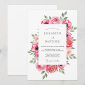 Invitation Mariage printanier aéré rose (Devant / Derrière)