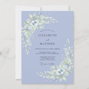 Invitation Mariage Printanier Angélique Bleu Myosotis
