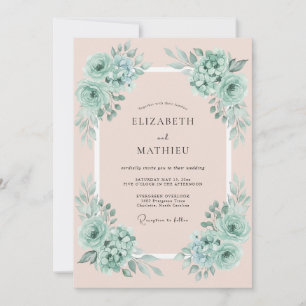 Invitation Mariage printanier angélique vert menthe
