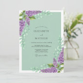 Invitation Mariage printanier angélique vert sauge (Debout devant)