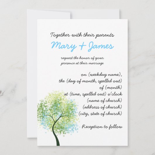 Invitation Mariage printanier arbre tourbillonnant "Sauvez la (Dos)