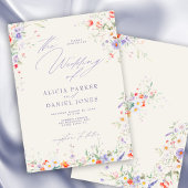 Invitation Mariage printanier aux fleurs sauvages colorées