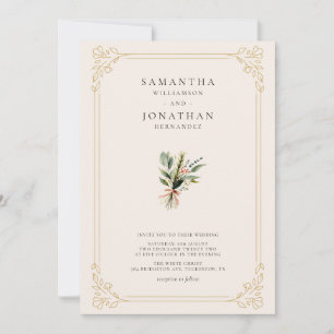 Invitation Mariage printanier aux fleurs sauvages et ivoire v