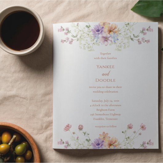 Invitation Mariage printanier aux fleurs sauvages modernes