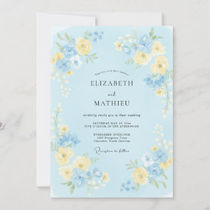 Invitation Mariage printanier bleu pâle charmant