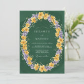 Invitation Mariage Printanier Brillant Vert Émeraude (Debout devant)