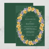 Invitation Mariage Printanier Brillant Vert Émeraude (Devant / Derrière)