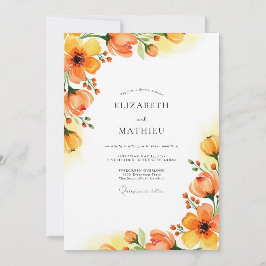 Invitation Mariage printanier captivant ambre (Devant)