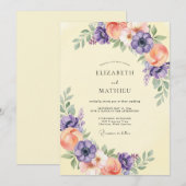 Invitation Mariage Printanier Céleste Pourpre (Devant / Derrière)