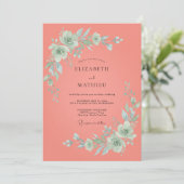 Invitation Mariage printanier corail éthéré (Debout devant)