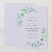 Invitation Mariage Printanier de Soie Lavande (Devant / Derrière)