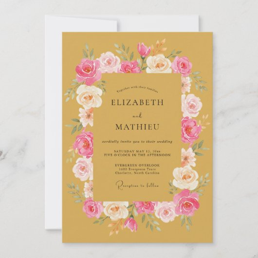 Invitation Mariage Printanier Doré Radieux (Devant)