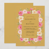 Invitation Mariage Printanier Doré Radieux (Devant / Derrière)