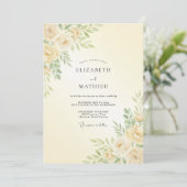 Invitation Mariage printanier doux jaune pâle (Debout devant)