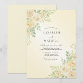 Invitation Mariage printanier doux jaune pâle (Devant / Derrière)