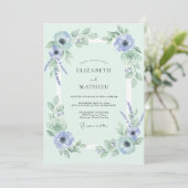 Invitation Mariage Printanier Doux Menthe (Debout devant)
