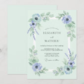 Invitation Mariage Printanier Doux Menthe (Devant / Derrière)