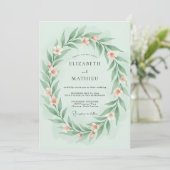 Invitation Mariage Printanier Doux Vert Menthe (Debout devant)