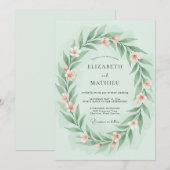 Invitation Mariage Printanier Doux Vert Menthe (Devant / Derrière)