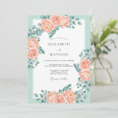 Invitation Mariage printanier éblouissant vert menthe (Debout devant)