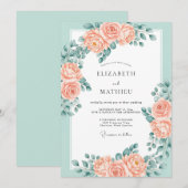 Invitation Mariage printanier éblouissant vert menthe (Devant / Derrière)