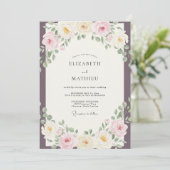 Invitation Mariage Printanier Éthéré au Plum (Debout devant)