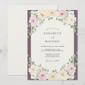 Invitation Mariage Printanier Éthéré au Plum (Devant / Derrière)
