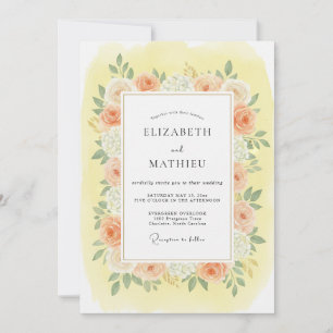 Invitation Mariage Printanier Éthéré aux Fleurs de Pêcher