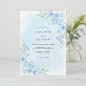 Invitation Mariage Printanier Éthéré Bleu Ciel (Debout devant)