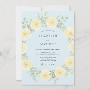 Invitation Mariage Printanier Éthéré Bleu Clair