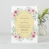 Invitation Mariage Printanier Éthéré Rose (Debout devant)