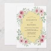 Invitation Mariage Printanier Éthéré Rose (Devant / Derrière)