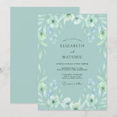 Invitation Mariage printanier éthéré vert écume de mer (Devant / Derrière)