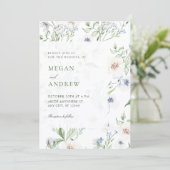 Invitation Mariage printanier floral (Debout devant)
