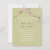 Invitation mariage printanier floral rose cerisier japonais (Dos)