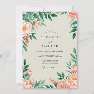 Invitation Mariage printanier florissant au pêcher