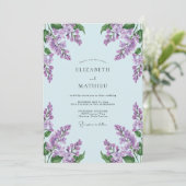 Invitation Mariage Printanier Flourissant Bleu Clair (Debout devant)