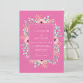 Invitation Mariage printanier fuchsia enjoué (Debout devant)