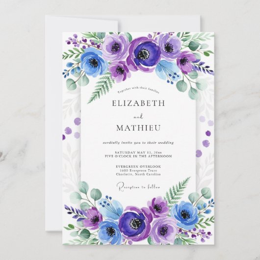 Invitation Mariage Printanier Généreux Violet (Devant)