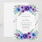 Invitation Mariage Printanier Généreux Violet (Devant / Derrière)