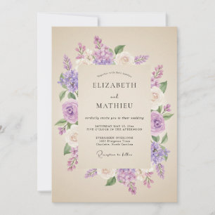 Invitation Mariage Printanier Gracieux au Lilas
